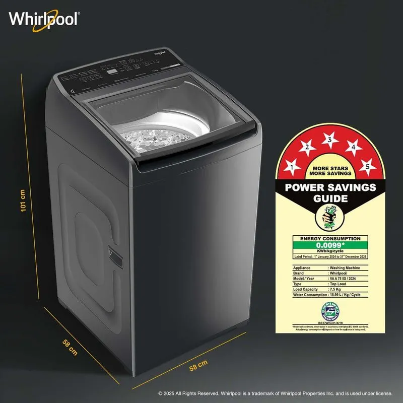 Stainwash Royal Plus 7.5kg 5 Star Fully Automatic Top Load Washing Machine with In-Built Heater - Image 2