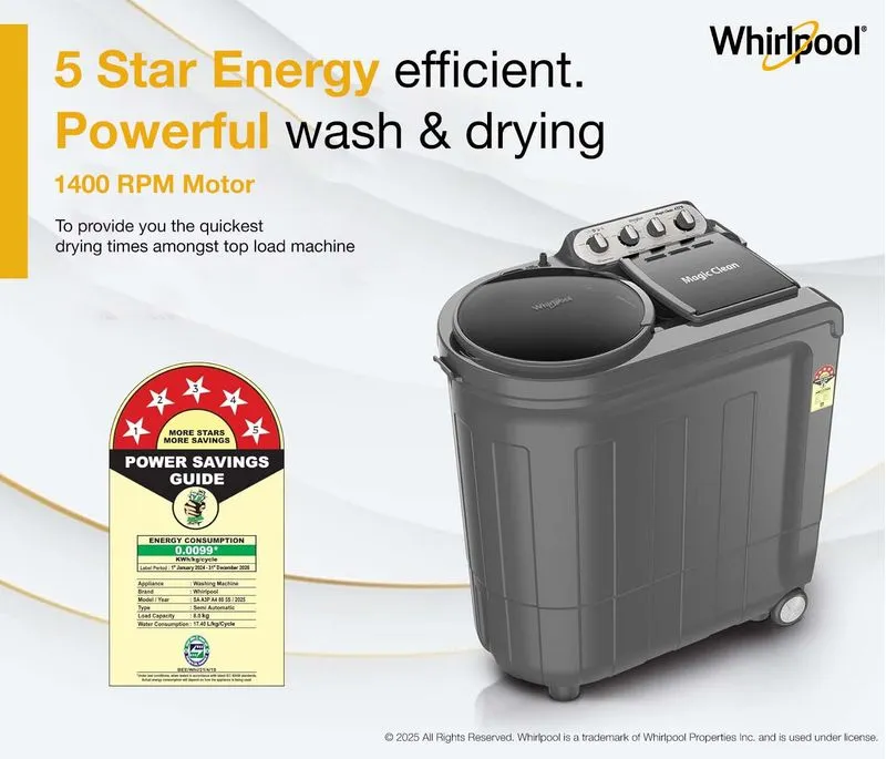 Magic Clean 9kg 5 Star Semi Automatic Washing Machine - Image 4