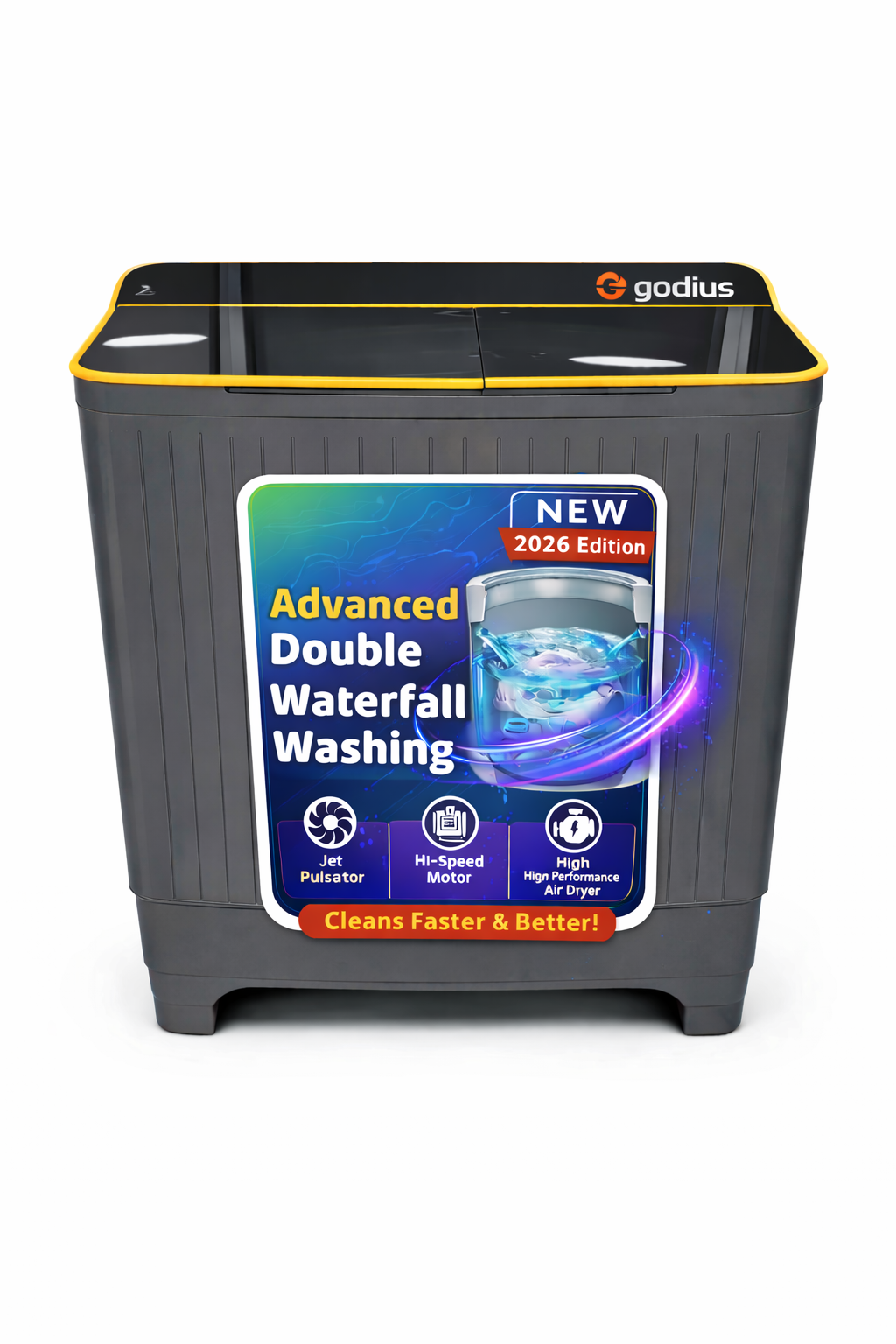 “Godius 8.5 Kg Semi Automatic Top Load Washing Machine | Powerful & Energy Efficient